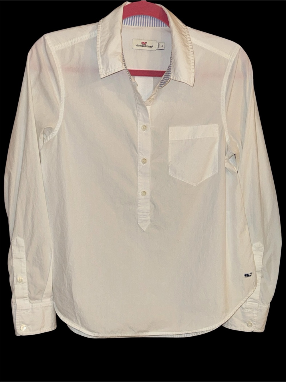 Vineyard Vines White Long-Sleeve Women's Popover Shirt Size 4/Small